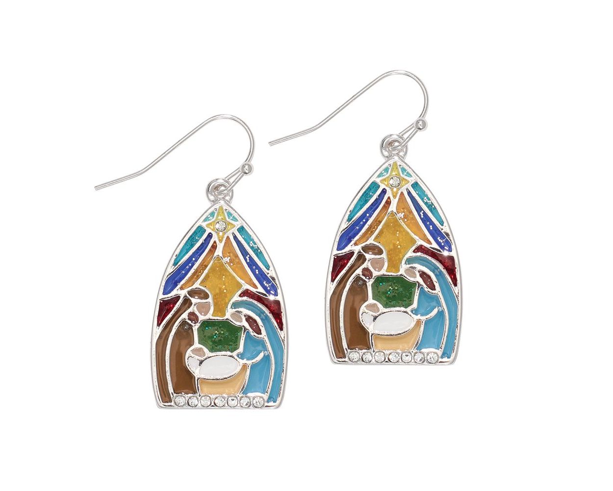 Stained Glass Nativity Earrings