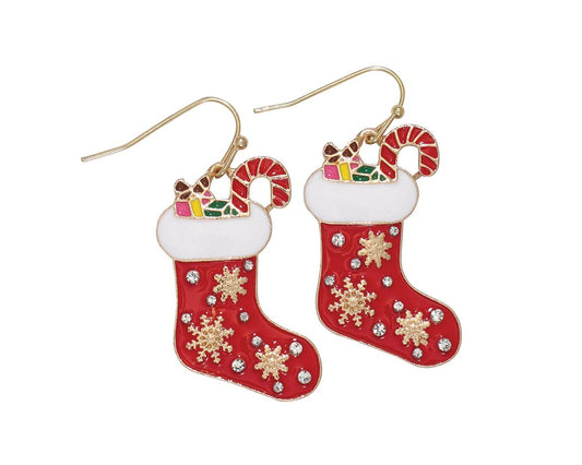 Red Stuffed Stocking Earrings