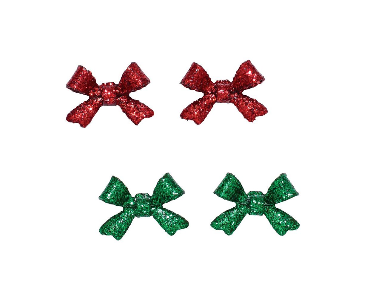 Red & Green Glitter Bow Earrings