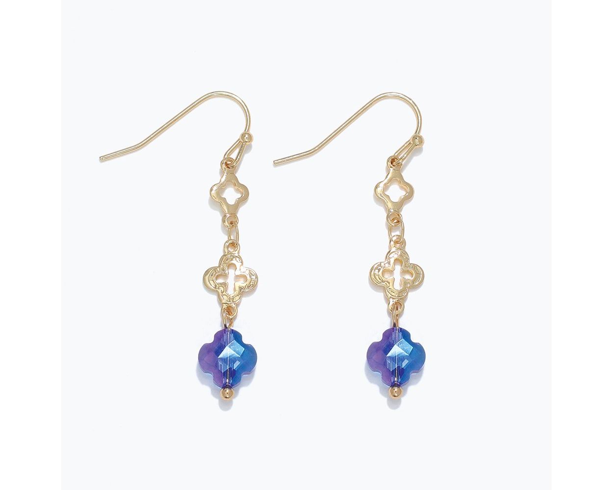 Radiant Be & Gold Dangle Clover Earrings