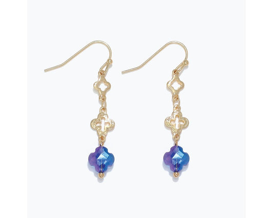 Radiant Be & Gold Dangle Clover Earrings