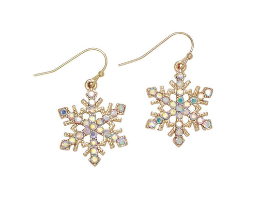 Gold Crystal Snowflake Earrings