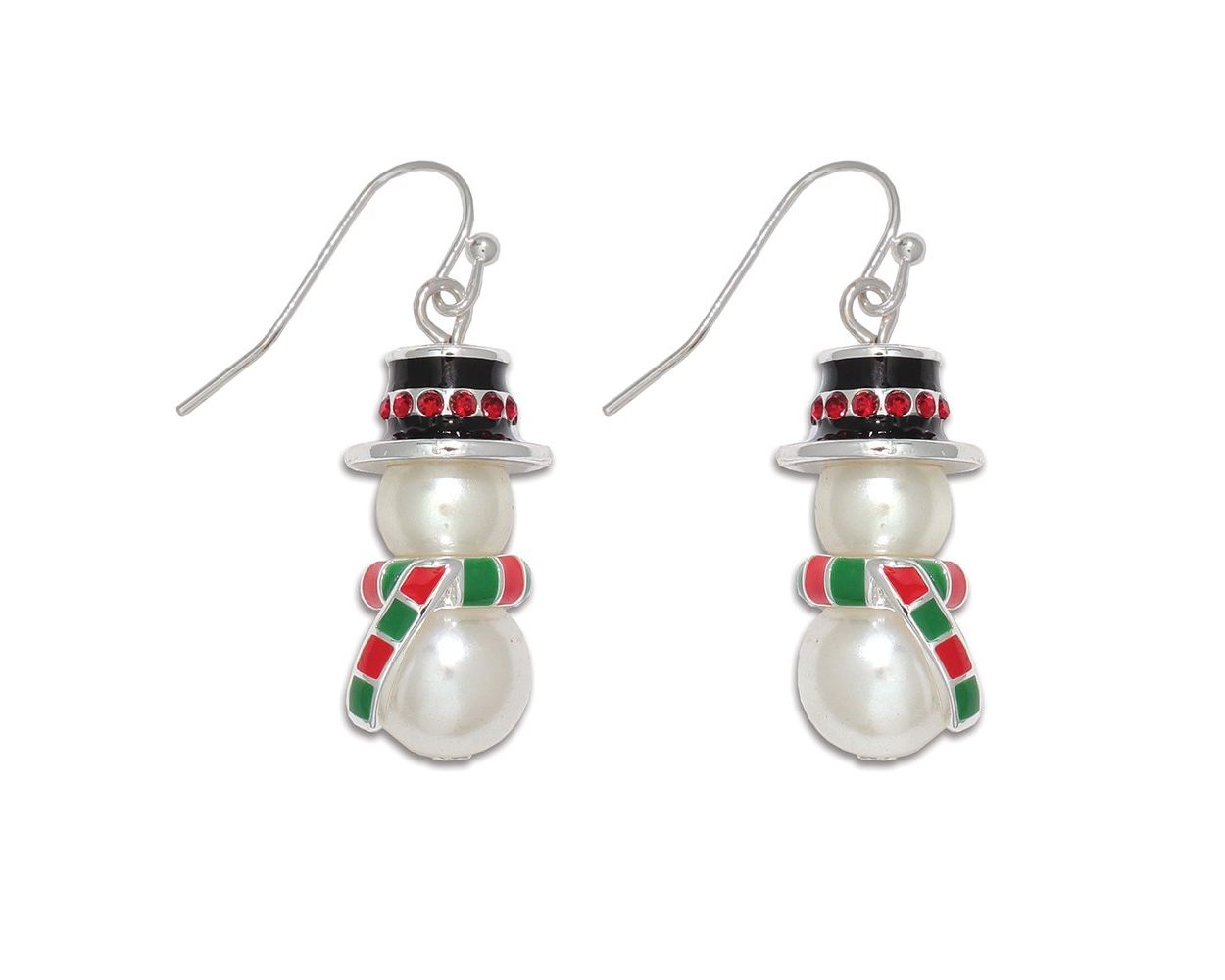 Pearl Snowmen Earrings With Top Hat