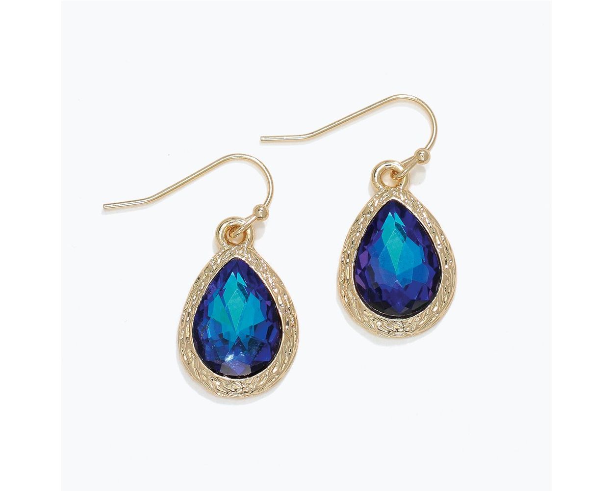 Deep Blue & Gold Teardrop Earrings