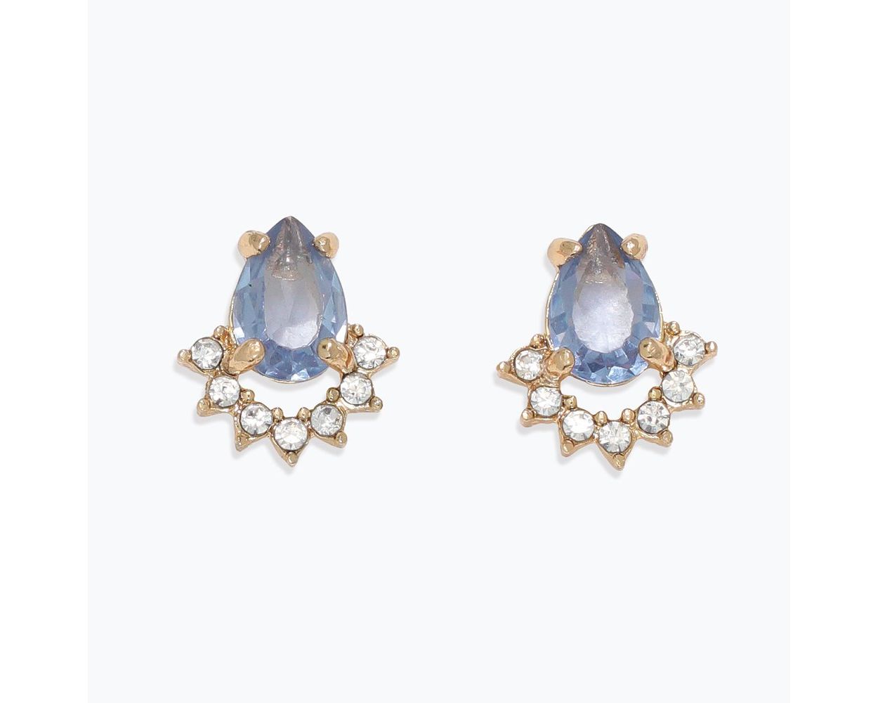 Faceted Winter-blue Earrings With Clear Crystals