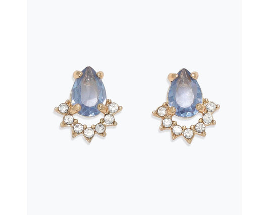 Faceted Winter-blue Earrings With Clear Crystals