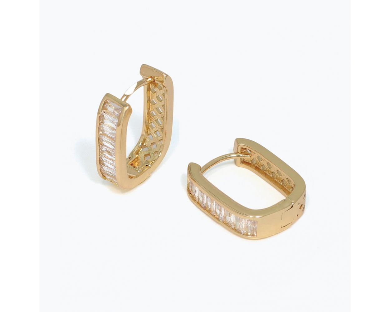 Periwinkle Gold and Diamond Hoops