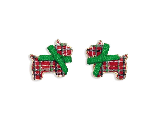 Periwinkle Christmas Scottie Earrings