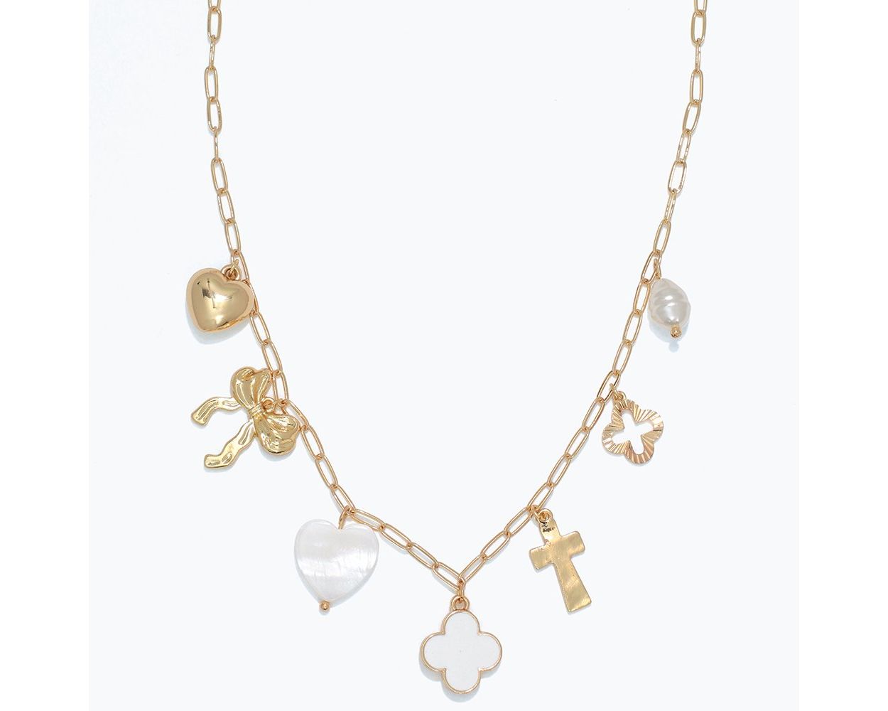 Gold Chain Necklace With Multiple Charms