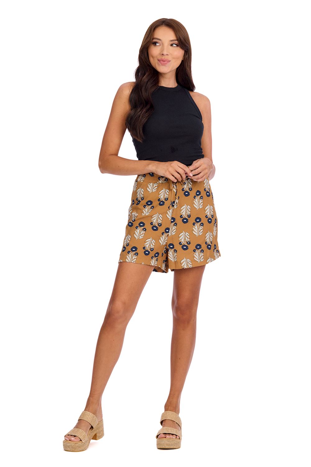 Mud Pie Marlo Printed Short Mustard