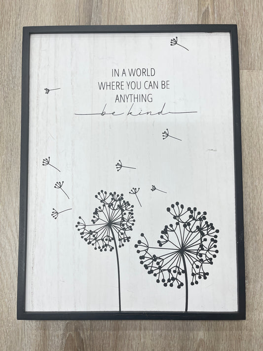 Black Wood Frame Dandelion Sign