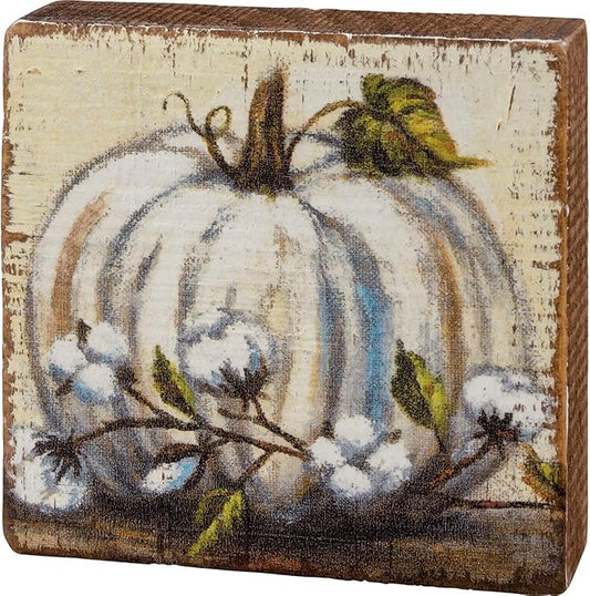 Cream Pumpkin Block Sign