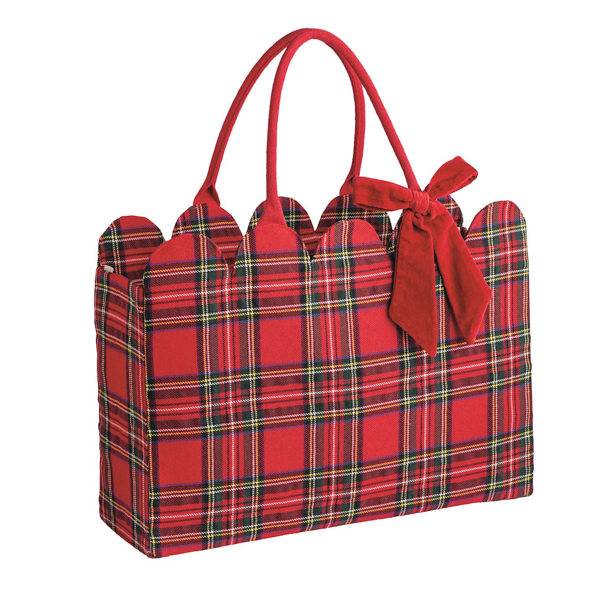 Mud Pie Tartan Scalloped Tote