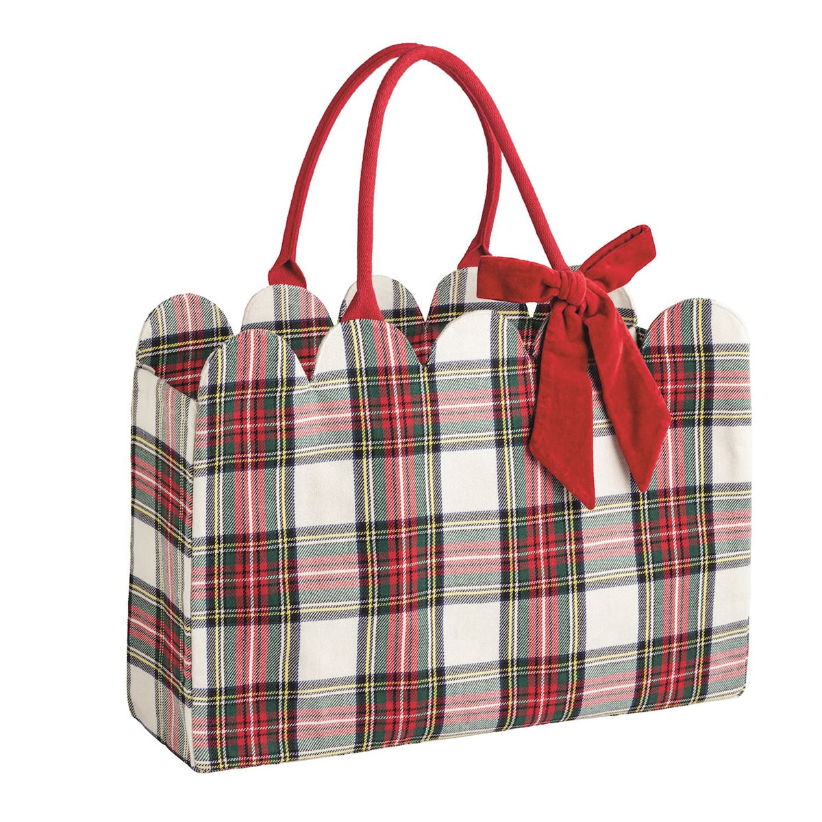 Mud Pie Tartan Scalloped Tote