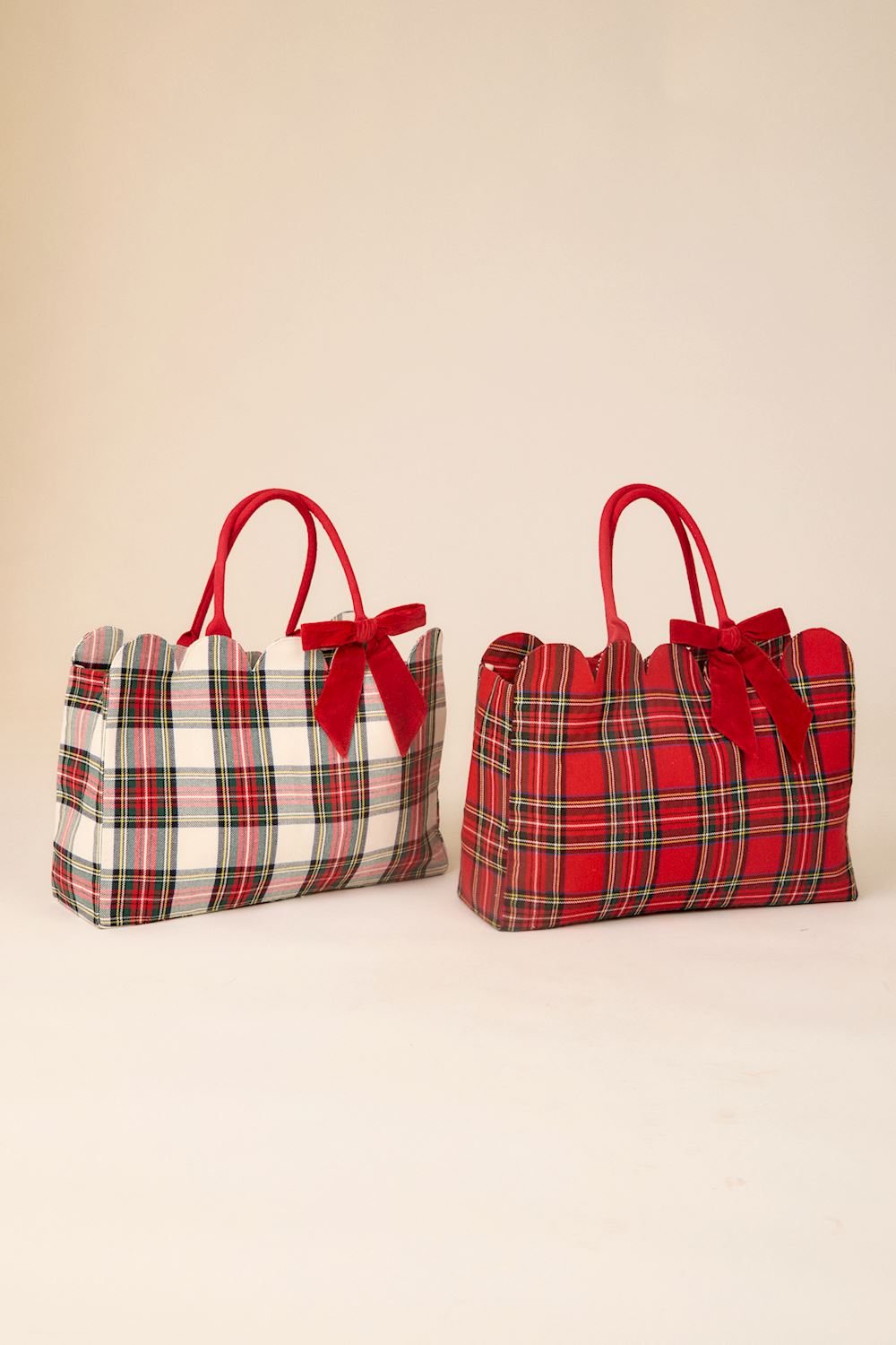 Mud Pie Tartan Scalloped Tote