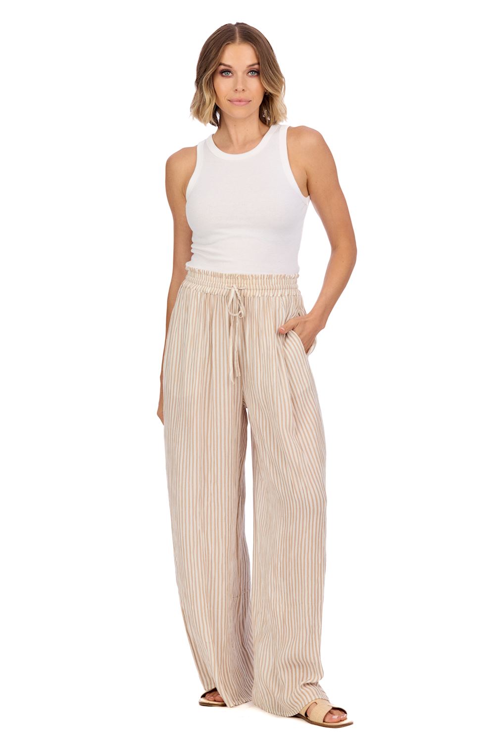 Mud Pie Tracey Beach Pants Tan