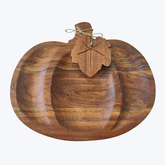 Shallow Wooden Pumpkin Bowl