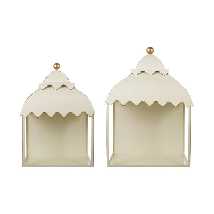 Hazel Mazel Cream Colored Metal Scalloped Wall Sconce/Shelf