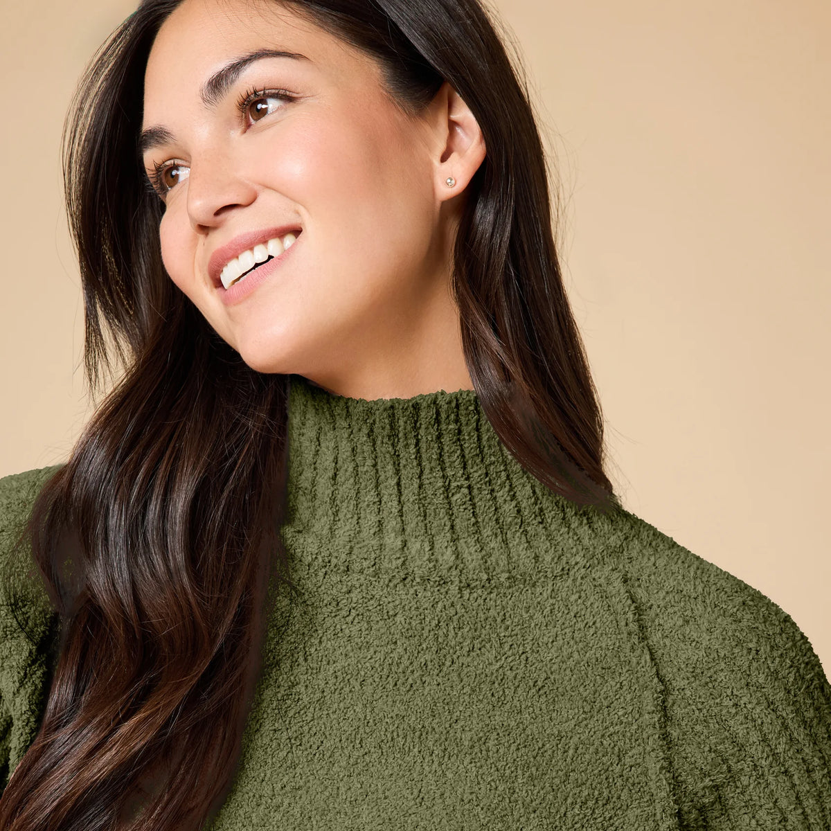 Softies Marshmallow Rib Mock Neck with Long Pant Set- Olive