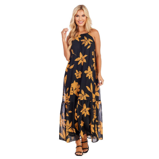 Mud Pie Black Floral Kallie Maxi Dress