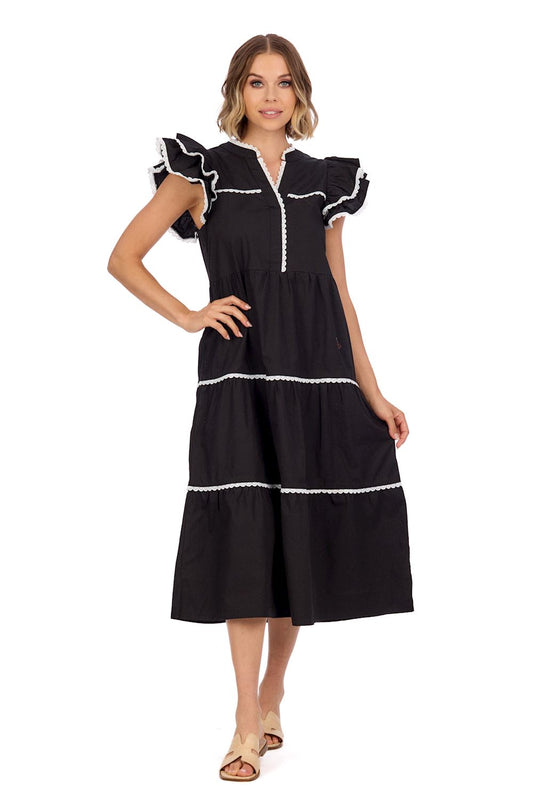 Mud Pie Pia Ric Rac Dress Black