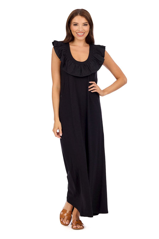 Mud Pie Kimi Ruffle Maxi Dress Black