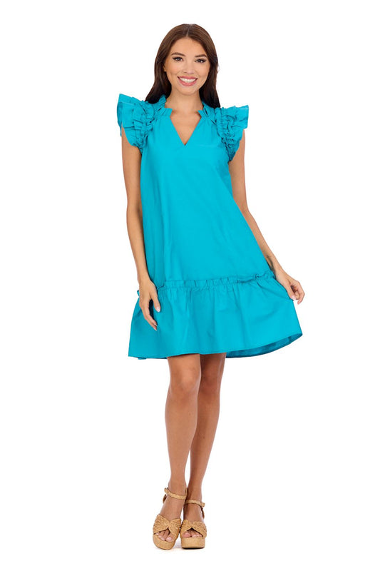 Mud Pie Riggs Ruffle Dress Blue