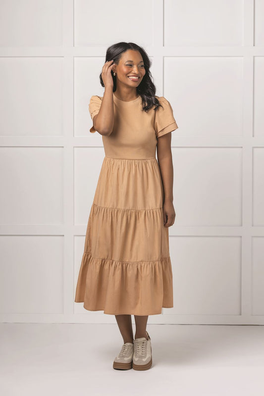 Mud Pie Tan Patton T-Shirt Midi Dress