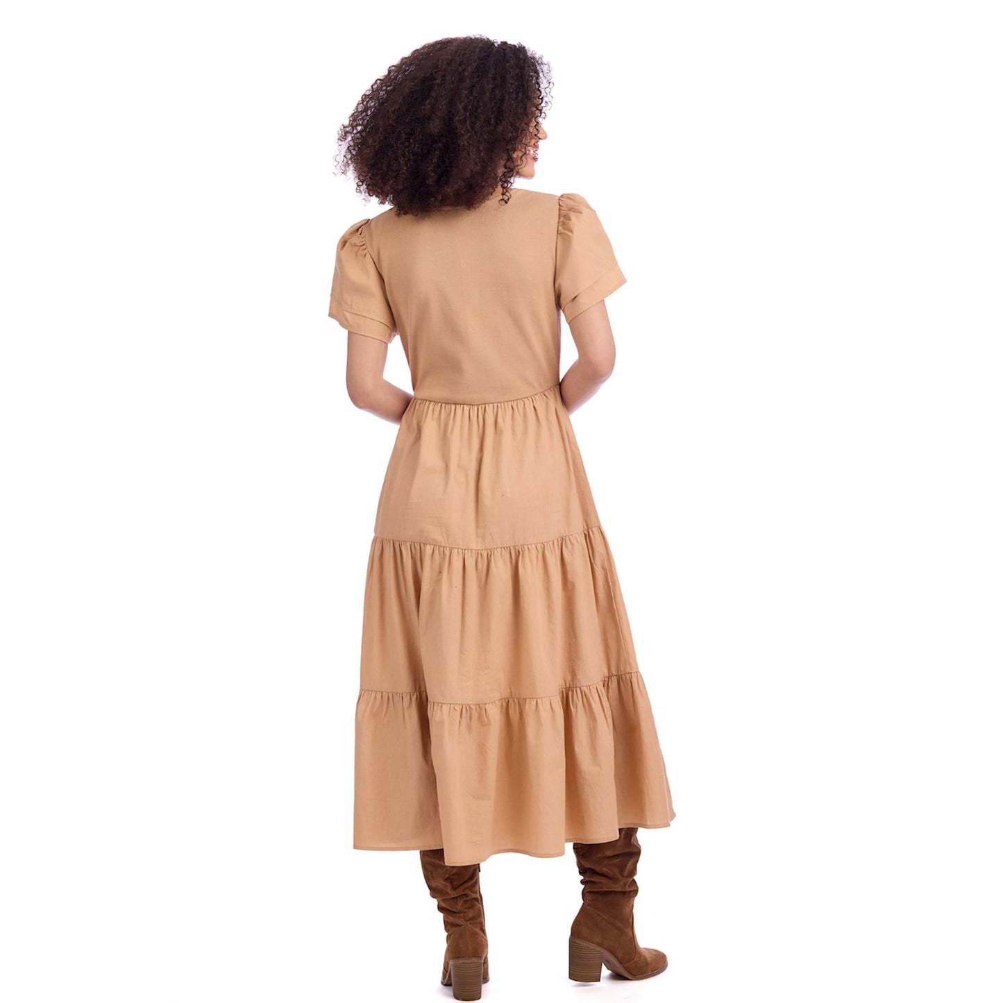 Mud Pie Tan Patton T-Shirt Midi Dress