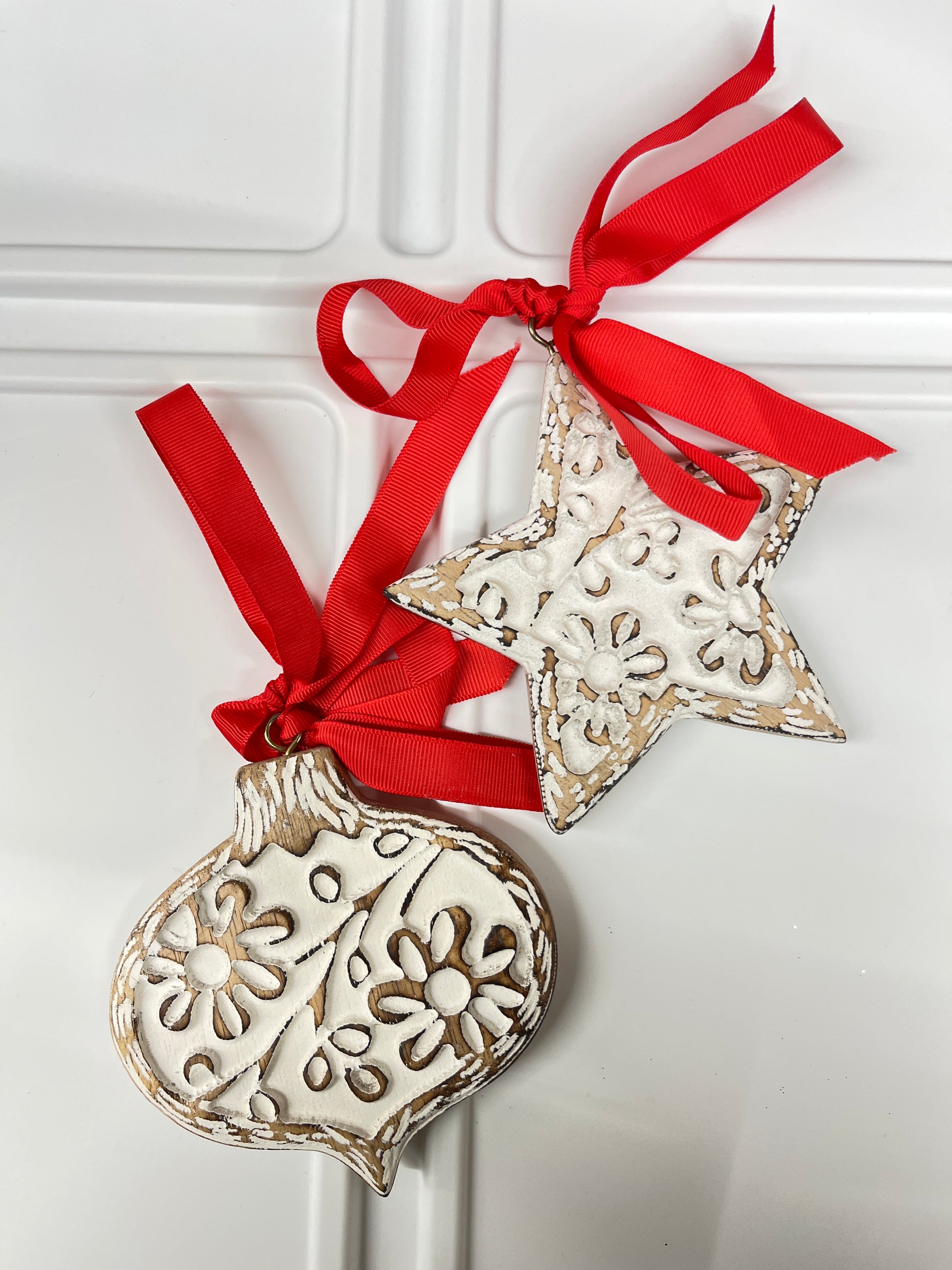 White Washed Wooden Ornament