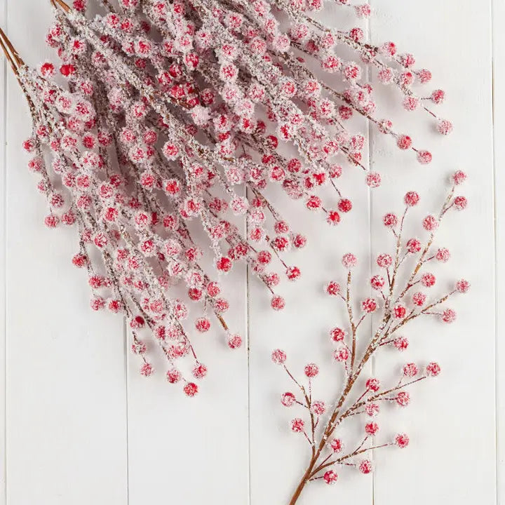 18" Snowy Red Artificial Berry Spray