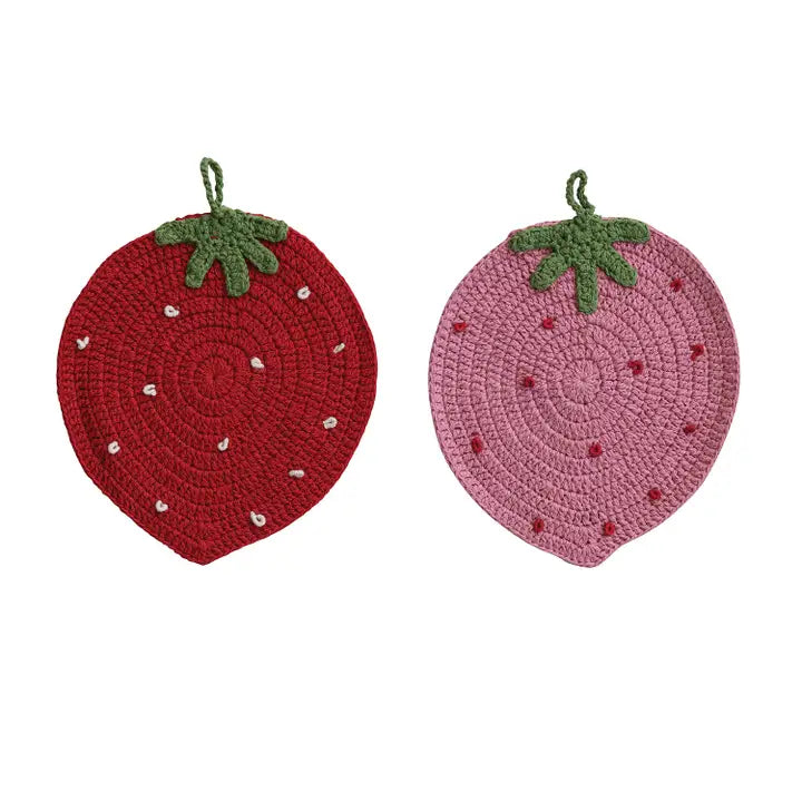 Hazel Mazel Cotton Crocheted Strawberry Pot Holder