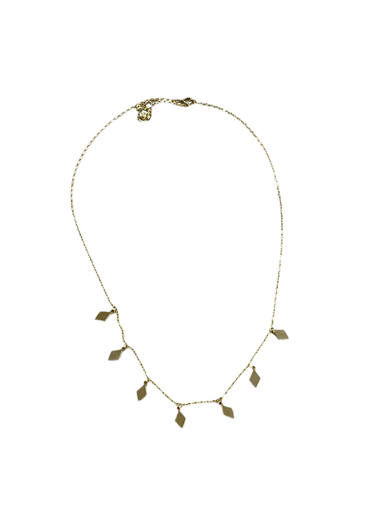 Gold Diamond Shape Drop Necklace