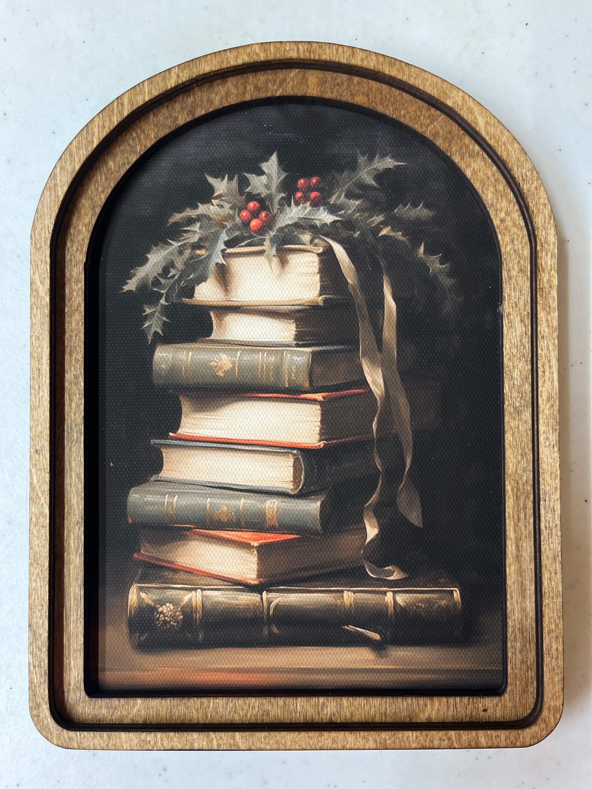 Arch Top Christmas Books Framed Art
