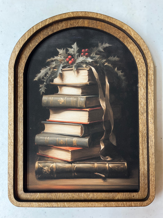 Arch Top Christmas Books Framed Art