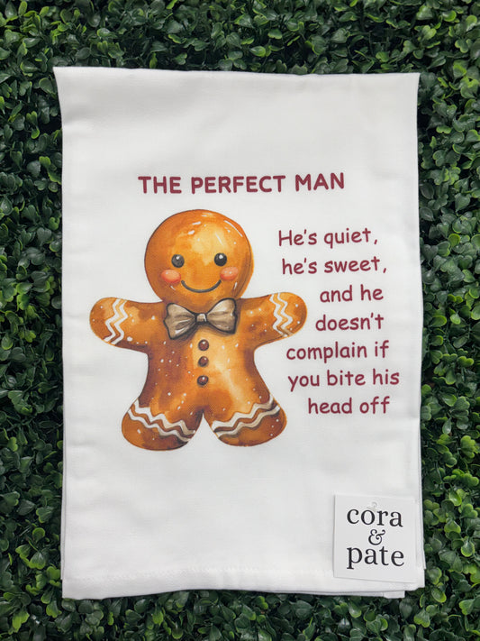The Perfect Man Christmas Tea Towel