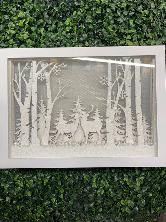 Musical LED Deer Shadow Box