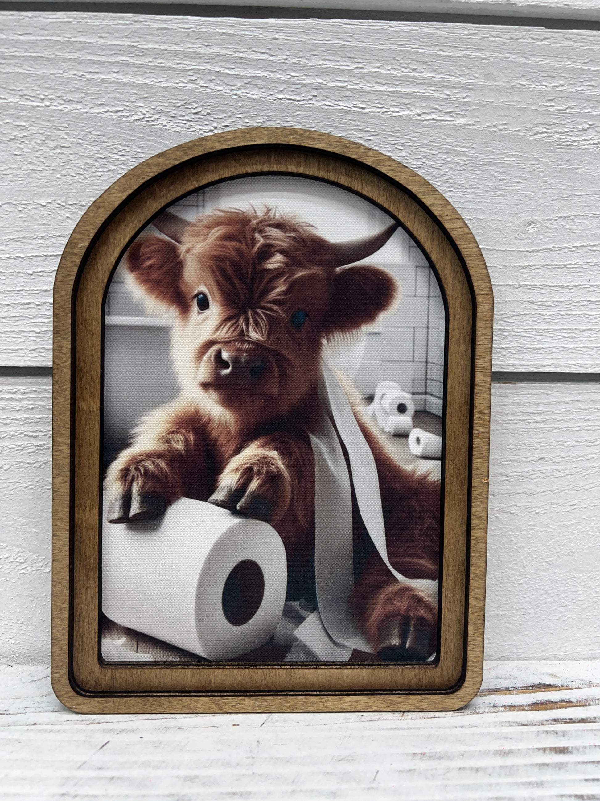 Double Wooden Frame Highland Cow Canvas Art