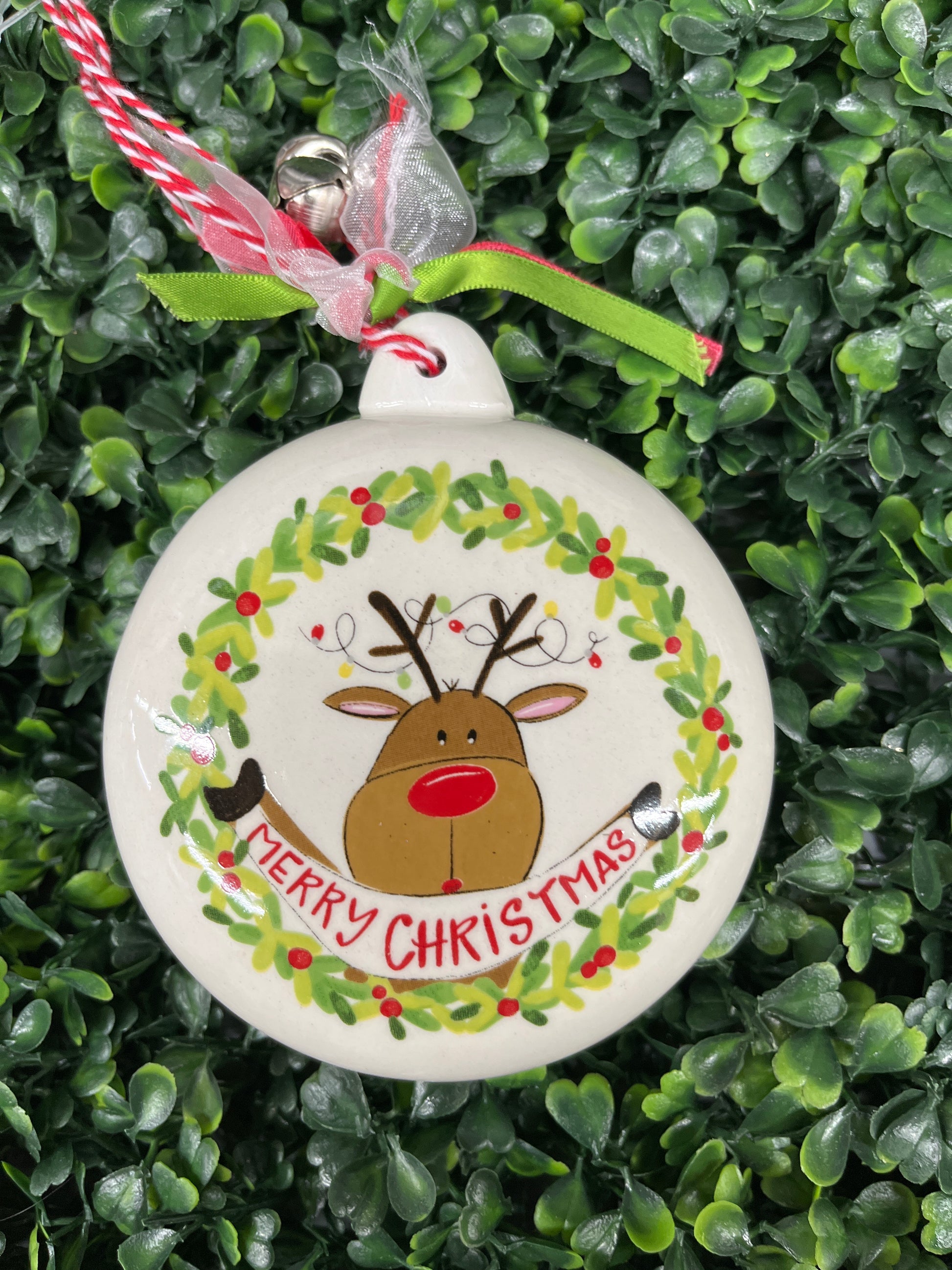 ML Merry Reindeer Ceramic Ornament