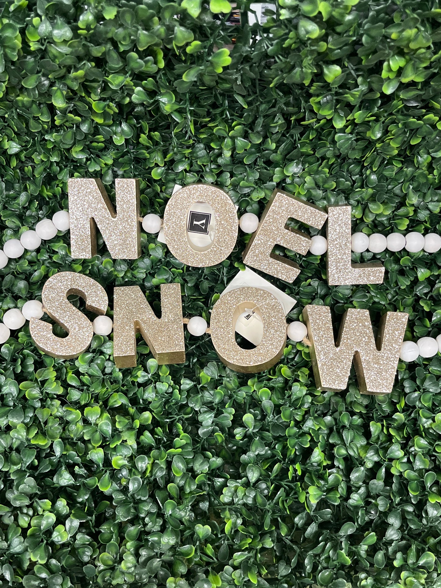 Wood Block Glitter Christmas Word Garland