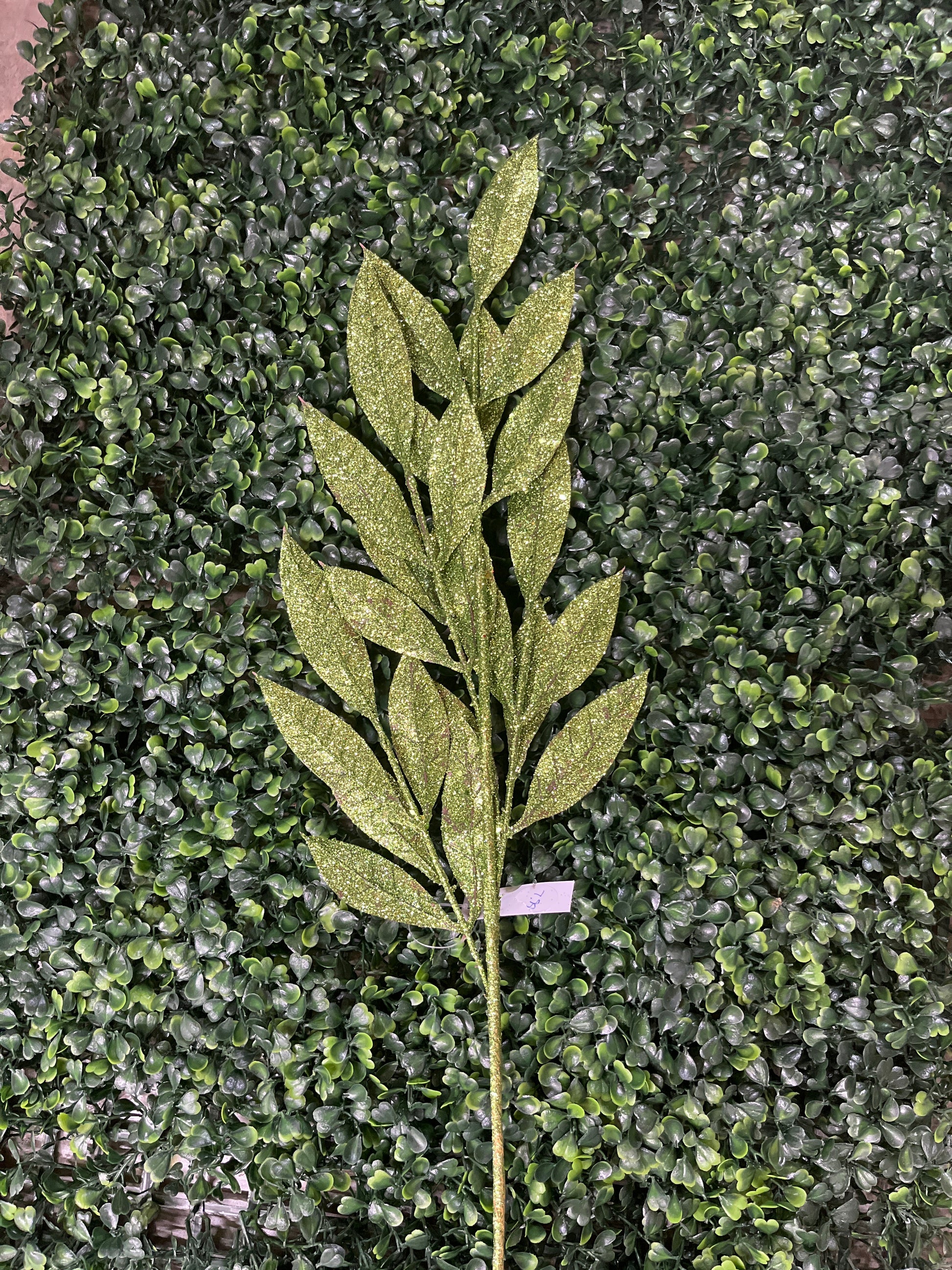 Glitter Laurel Leaves Spray