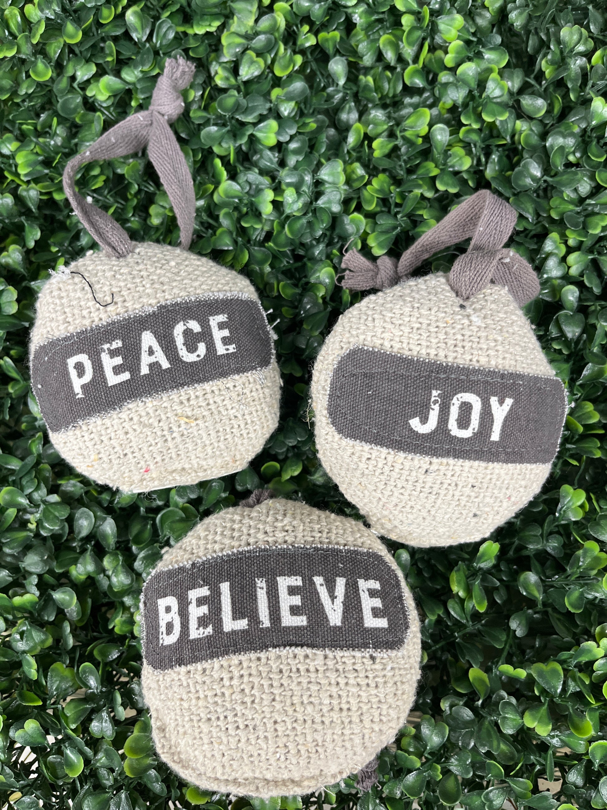 Plush Burlap Ornament With Word