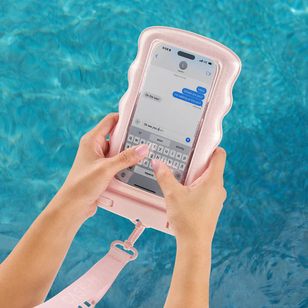 Case Mate Large Wavy Waterproof Floating Phone Pouch- Ballet Pink Twinkle