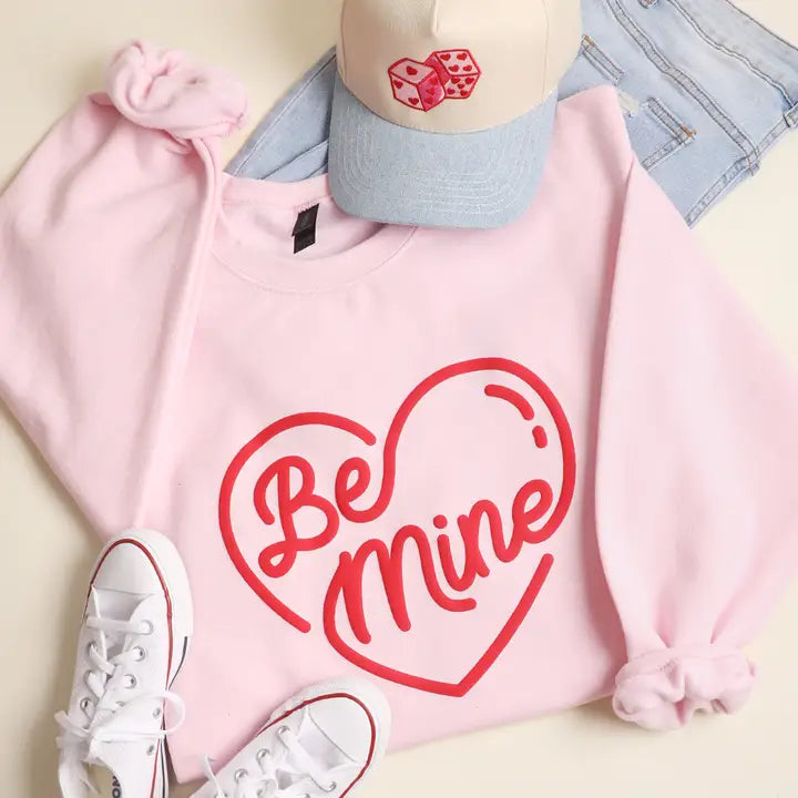 Be Mine Puff Sweatshirt- Light Pink