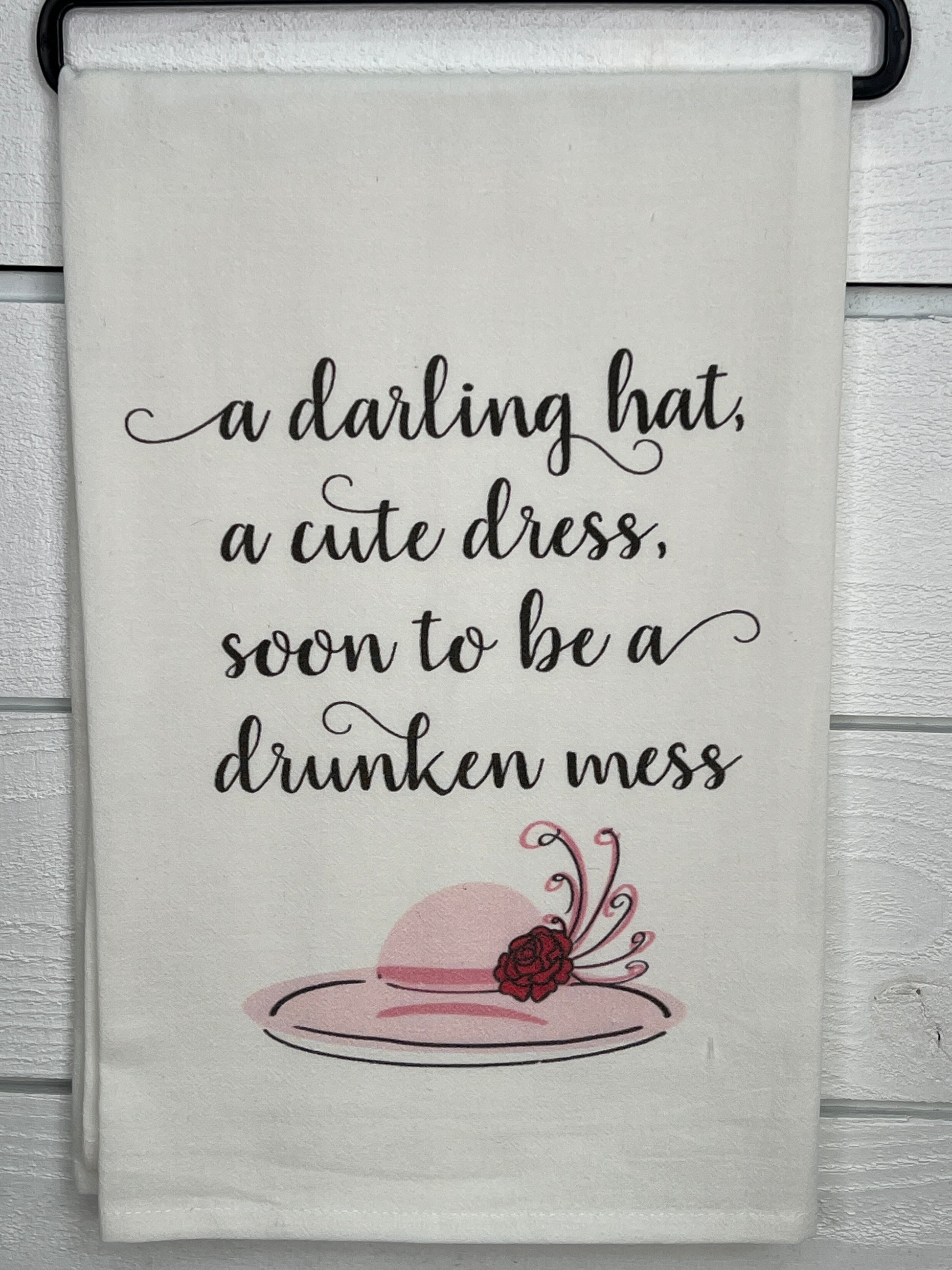 A Darling Hat Kentucky Derby Flour Sack Tea Towel A Darling Hat Kentucky Derby Flour Sack Tea Towel