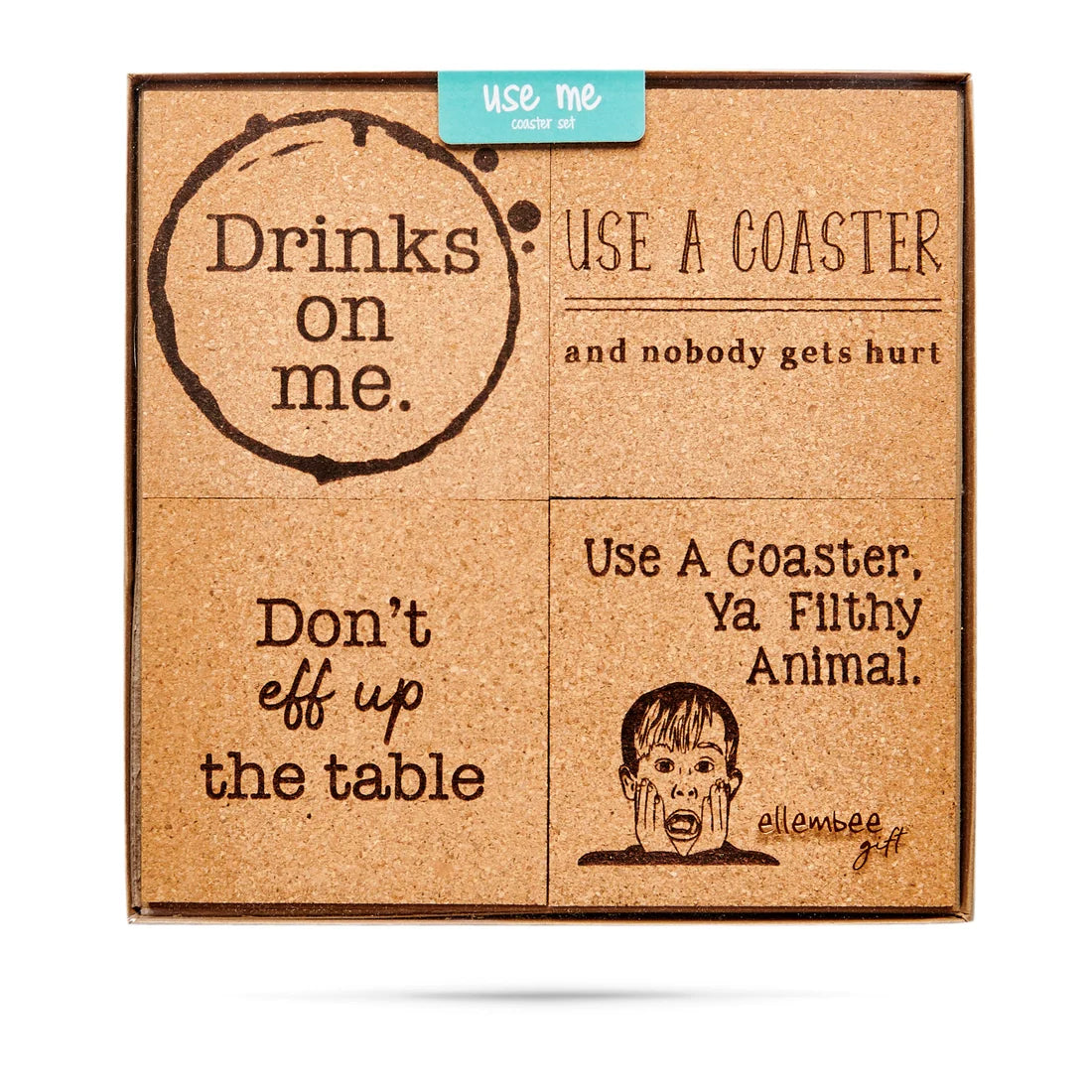 4 Pack Funny Cork Coasters