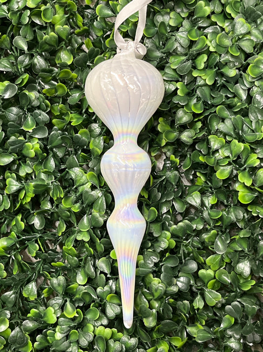 Glass White Pearl Finial Ornament