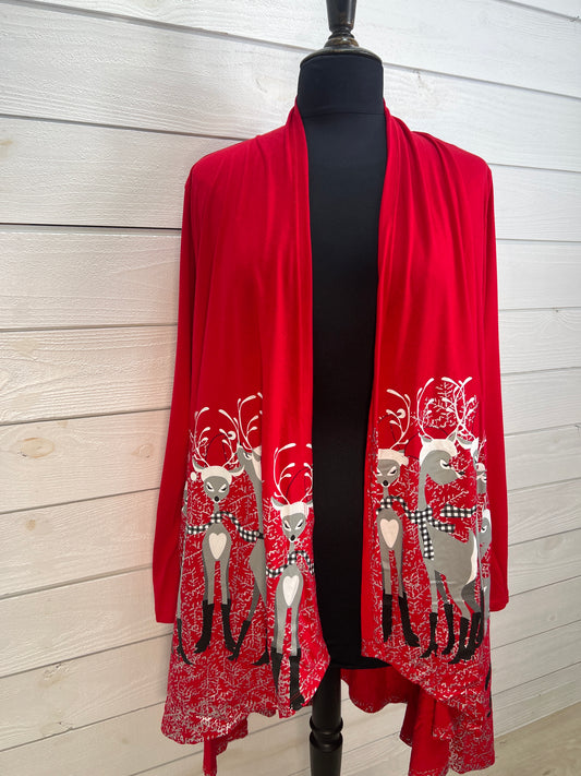 Red Santa Deer Cardigan