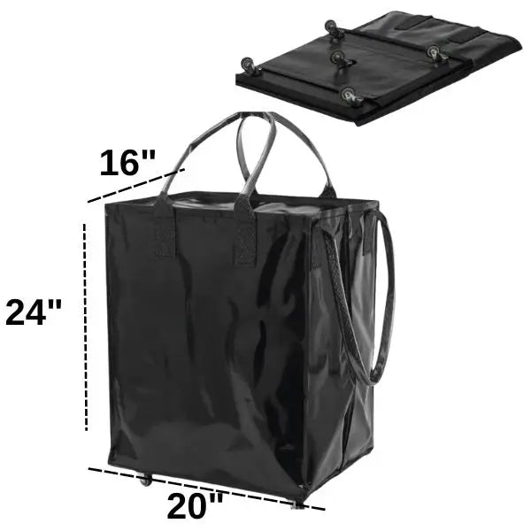 Large Rolling Tote Bag Black