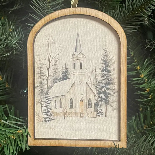 Snow Covered Country Church Ornament